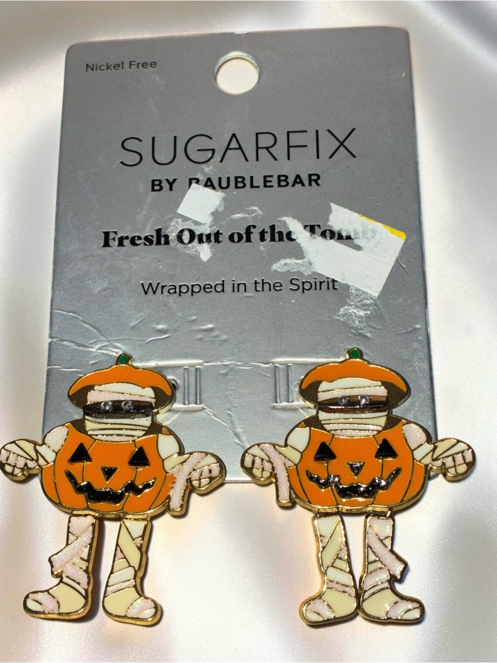 BAUBLEBAR Halloween Mummified Pumpkins Jack O’Lanterns Articulated Earrings NWT